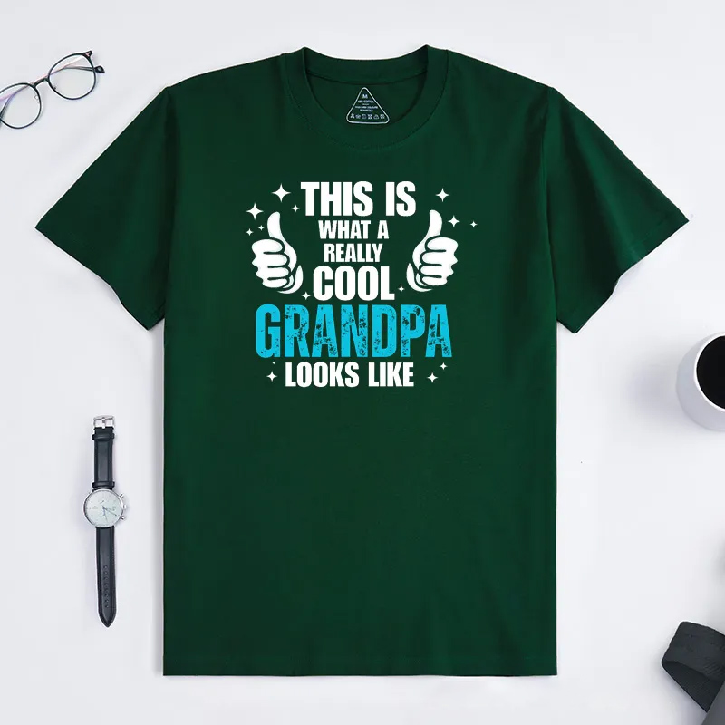 Personalized Grandpa T-Shirt Custom This Is What a Really Cool Grandpa Looks Like Gift for Grandfather Father's Day Birthday Comfortable Cotton Shirt