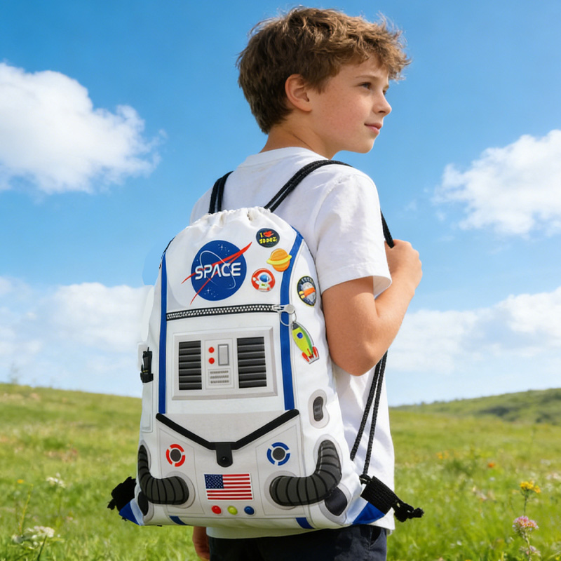 Personalized Galaxy Astronaut Drawstring Goodie Bag Space Party Favor Bags Backpack for Geek Lover