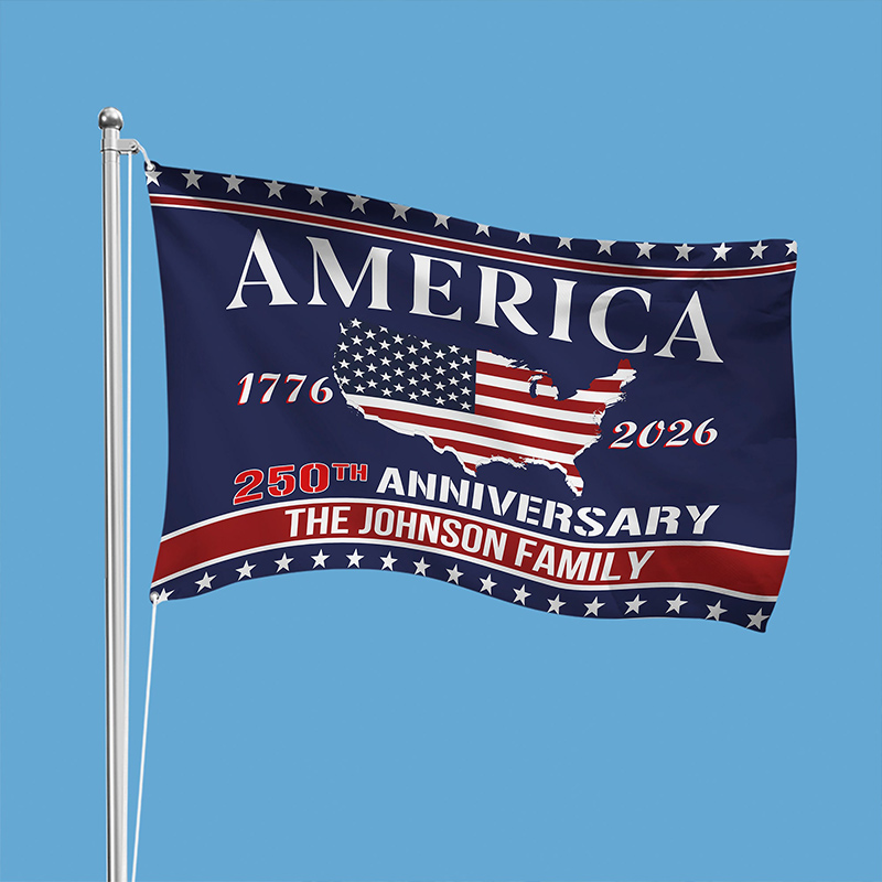 Personalized Family Name America 250th Anniversary Banner House Flag