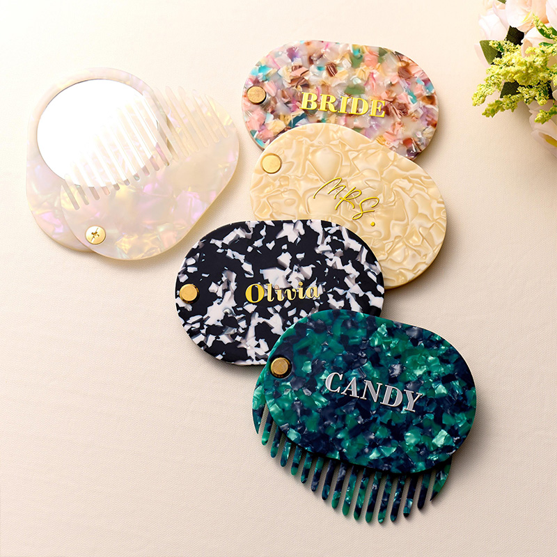 Personalized Large Amber Hair Comb Marble Hair Comb Wedding Bridesmaids Gift Bridal Gift for her Bridesmaid gifts