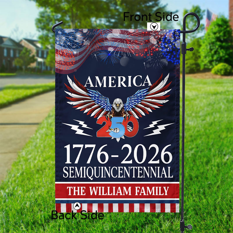 Personalized 250 Years America Semiquincentennial Garden Flag with Family Name