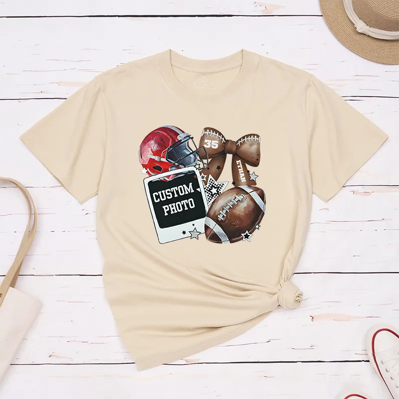 Personalized American Football T-Shirts with Custom Photo, Name, and Number