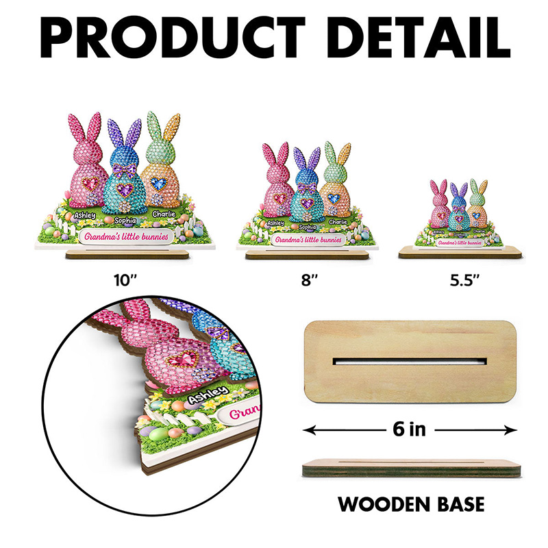 Personalized Grandma's Little Bunnies Easter with Names Custom 2-Layered Wooden Plaque Sentimental Easter Gift for Grandma