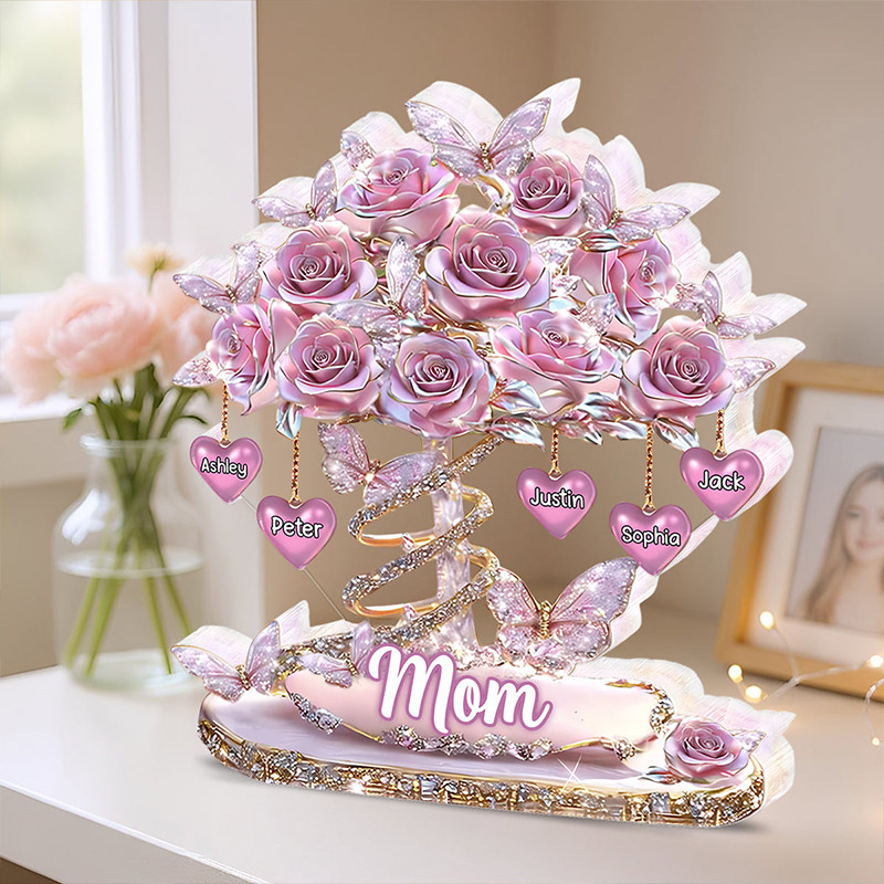 Personalized Best Mom Ever Heart Tree Acrylic Block Plaque Heartfelt Gift For Mom Grandma