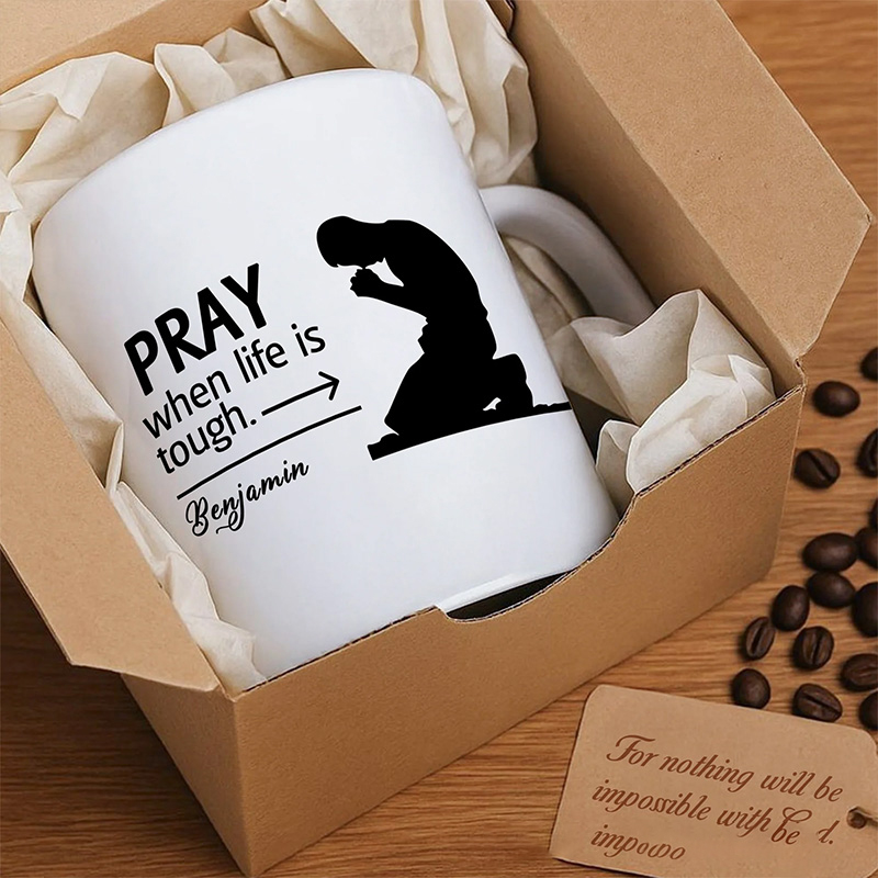 Personalized Prayer Ceramic Coffee Mug with Name Daily Use Home Decor Christening Baptism Gift for Christian