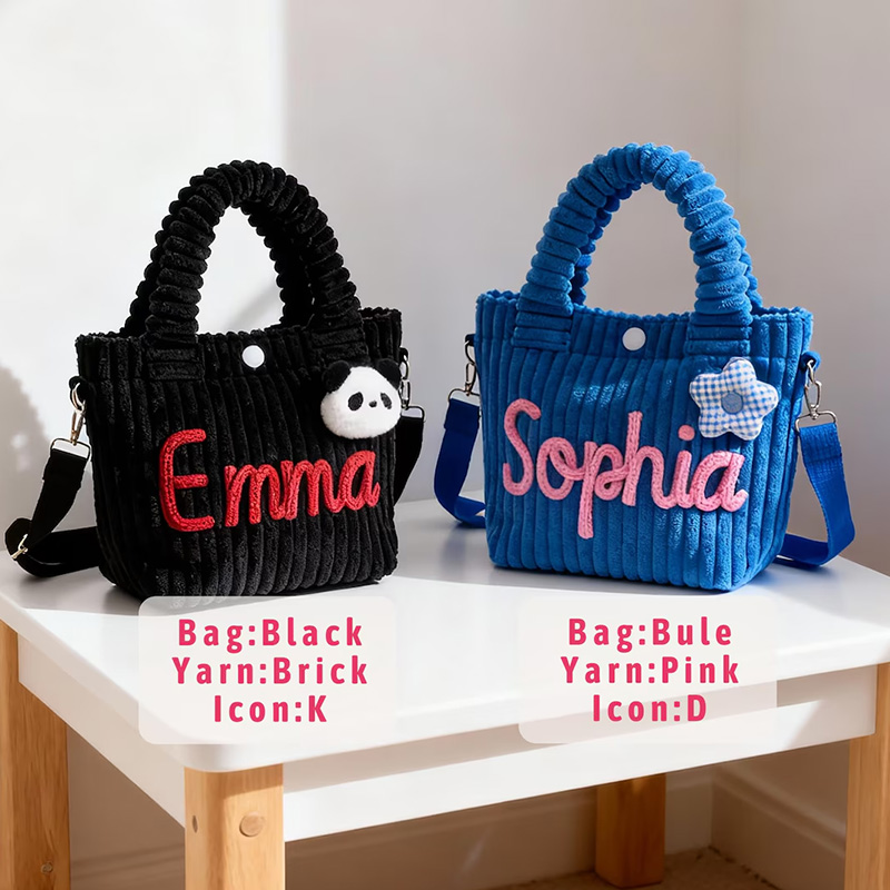 Personalized toddler crossbody bag small corduroy purse for daycare baby travel bag flower girl gift  for boy and girl preschool and birthday present