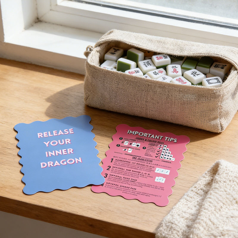 Mahjong Shuffle Card Scalloped Edges & Bright Colors Sized to Store with Mahjong League Cards