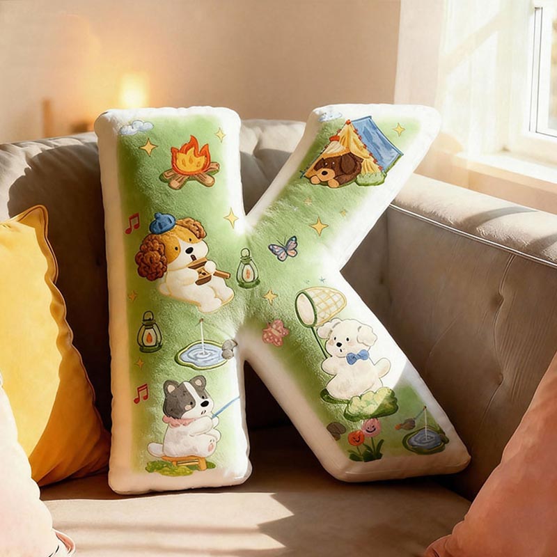 Personalized Dog Lover Camping Fishing Letter Pillow Graphic 3D Print