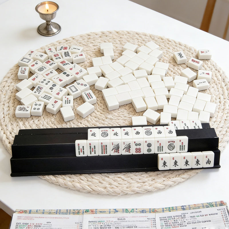 Siamese Mah Jongg Racks Double Handed Set with black Pushers Includes 2 racks and 2 pushers for American-Style Mahjong
