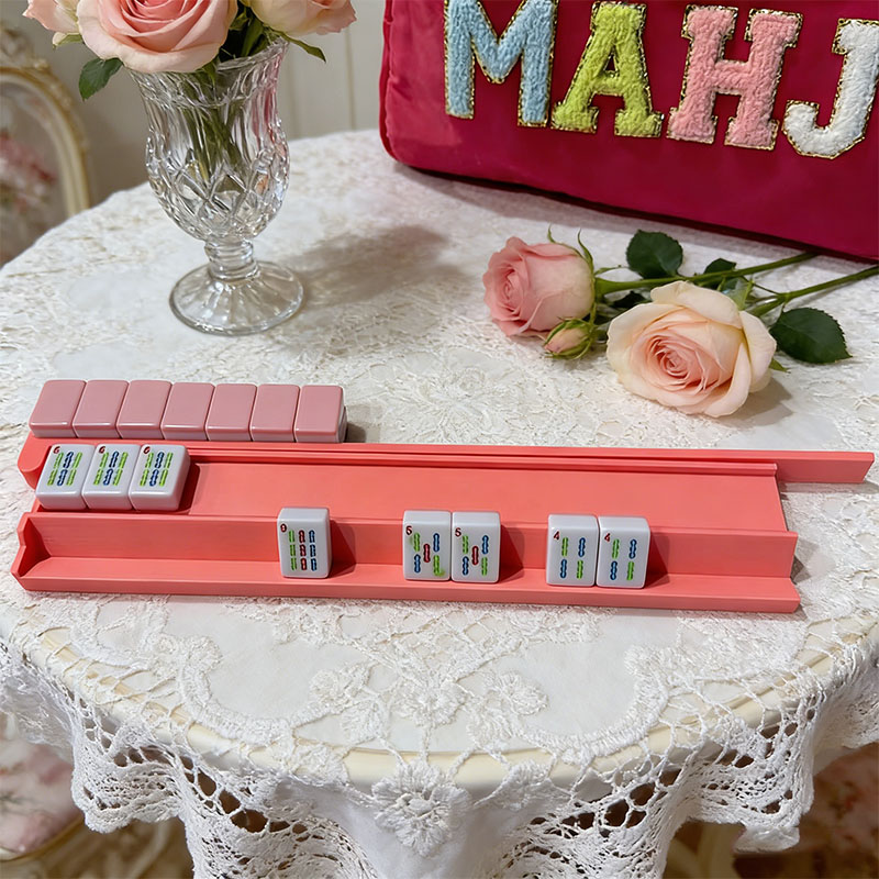 Set of 4 Travel Mahjong Racks with Pushers Multiple Colorways Tiles Not Included American Mahjong Travel Racks