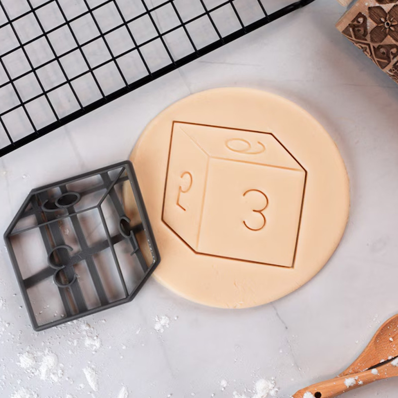 Personalized Gaming Dice Cookie Cutter 3D Printed Baking Supplies Fondant Tool Craft Stamp for Gamer Geek Lover