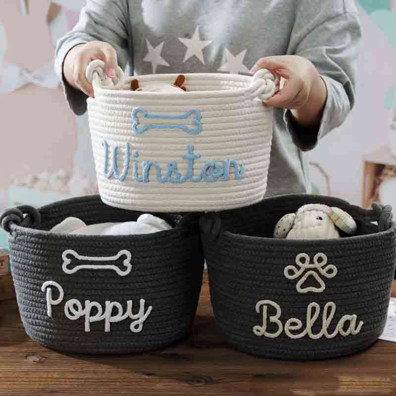 Personalized Pet Lover Dog Cat Name Toy Basket