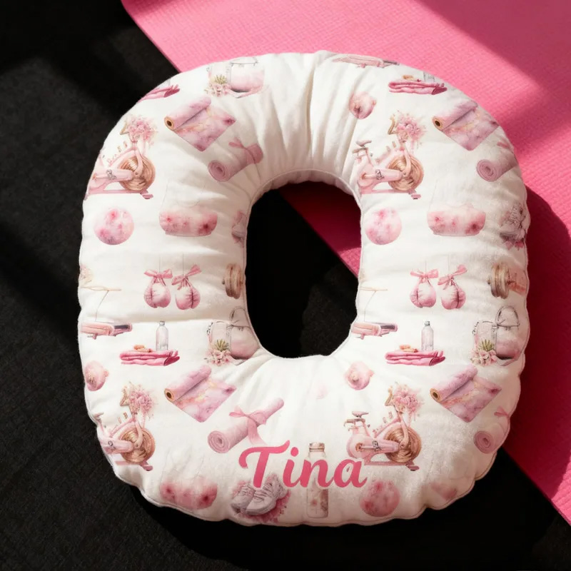 PersonalizedWorkout Clip Letter Pillow Graphic 3D Print Funny Letter Pillow Name Pillow Girly Health and Gym Fitness illustrations