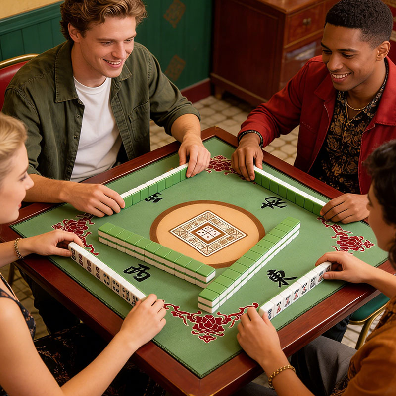 Table Cover for Mahjong Poker Card Games Board Games Tile Game and Dominoes 31.1 Inches Roll up Gaming Mat Synthetic Fiber Felt and Rubber Surface Travel Portable Playing