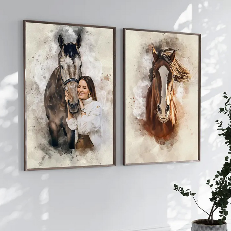Personalized Horse Gift Photo Portrait Equestrian Art Print Wall Decor Home Decor Gift for Riding Lover