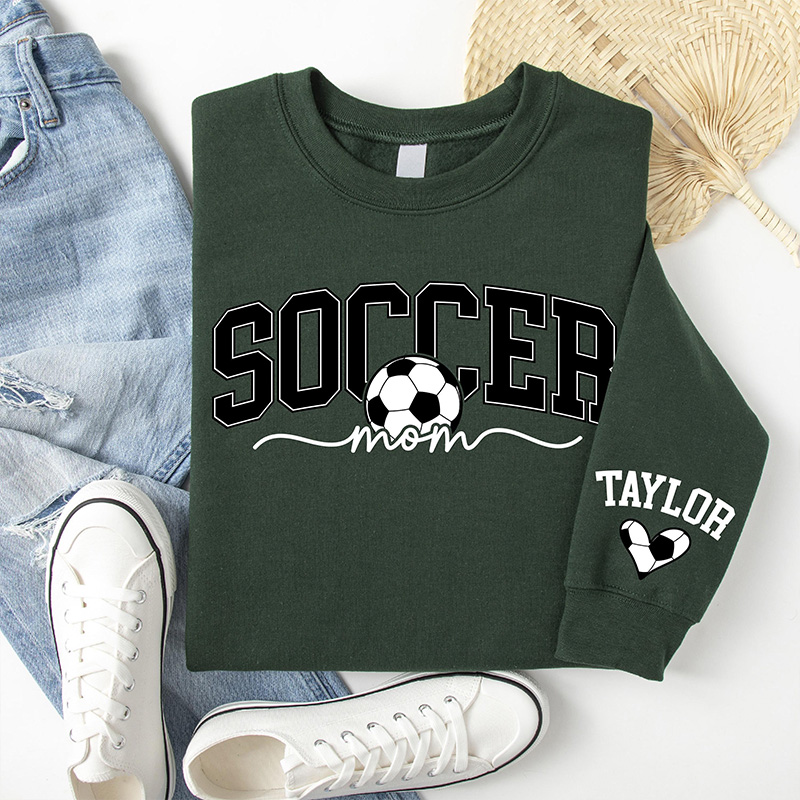 Personalized Soccer Mom Sweatshirt with Custom Name and Stylish Graphic Design