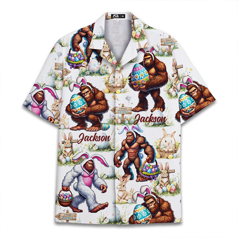 Personalized Alien Pineapple Hawaiian Shirt For Men Tropical Alien Bunny Easter Shirts Easter Gift for Him Husband Boyfriend