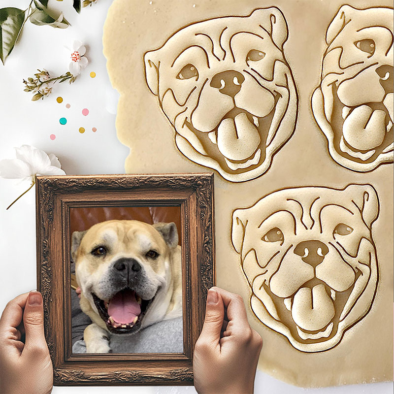 Personalized Pet Portrait Cookie Cutter Custom Dog Face Stamp Gift For Baking Lovers