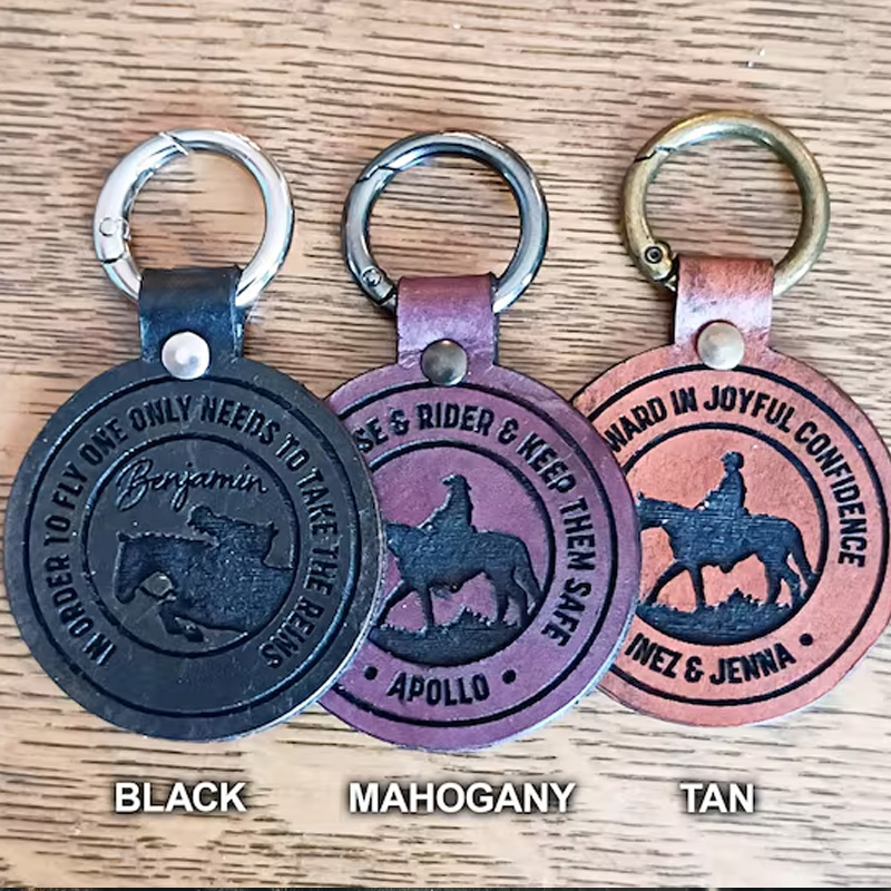 Personalized Horse Leather Saddle Tag Unique Equestrian Gift keychain Gift for Equestrian Riding Lovers