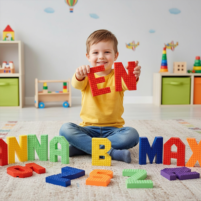 Personalized Building Block Letter Name Sign Plastic Custom Kids Room Decor Gift