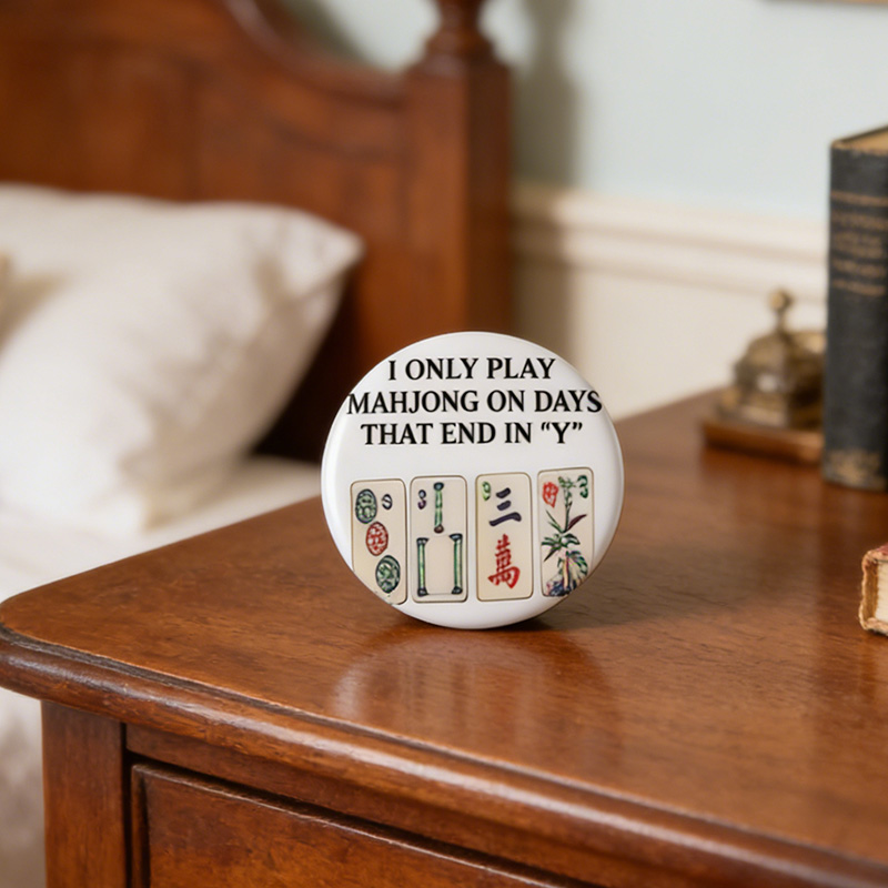 A Funny Mahjong Design Button Pin Buttons