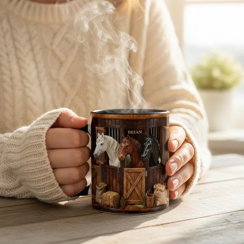 Personalized Horse Farm Accent Cup Gift Mug for Equestrian Horse Riding Lovers