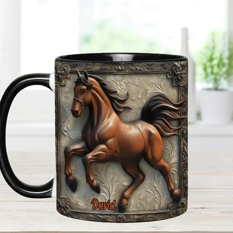 Personalized Cool Horse Custom Accent Mug Inflated Equestrian Coffee Mug for Horses Rider Equine Lover Riding Lovers