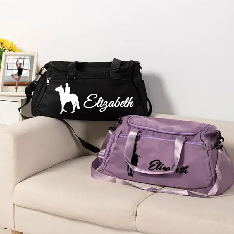Personalized Name Horse Riding Duffle Bag Waterproof Travel Weekender Bag with Strap Equestrian Overnight Bag Gift for Horse Lovers Riding Lovers Equestrian Lovers