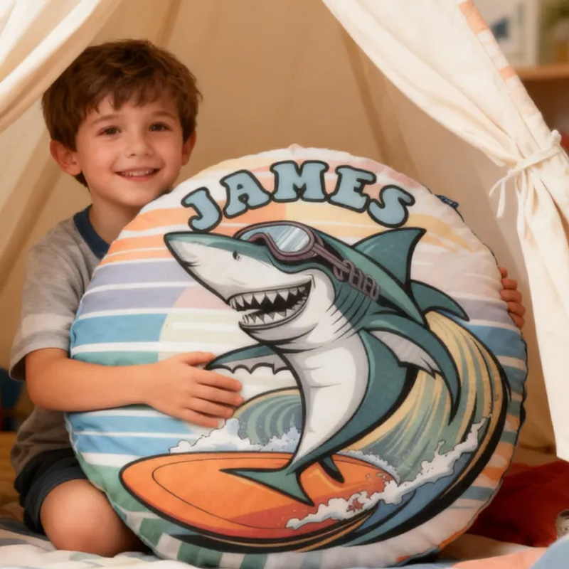 Personalized Suring Shark Pillow Rainbow Throw Pillow Graphic 3D Print Surfing Skateboarding Fitness Decoration Pillow Exercise Sport Pillow for Kids Surfing Skateboarding Lovers