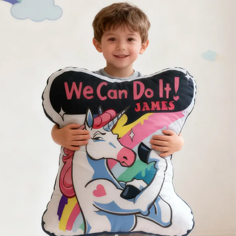 Personalized Fitness Magical Animals Pillow Rainbow Throw Pillow We Can Do It Graphic 3D Print Trainer Fitness Planner Decoration Pillow Exercise Sport Gym Rat Weightlifting Pillow for Kids Gym Lovers
