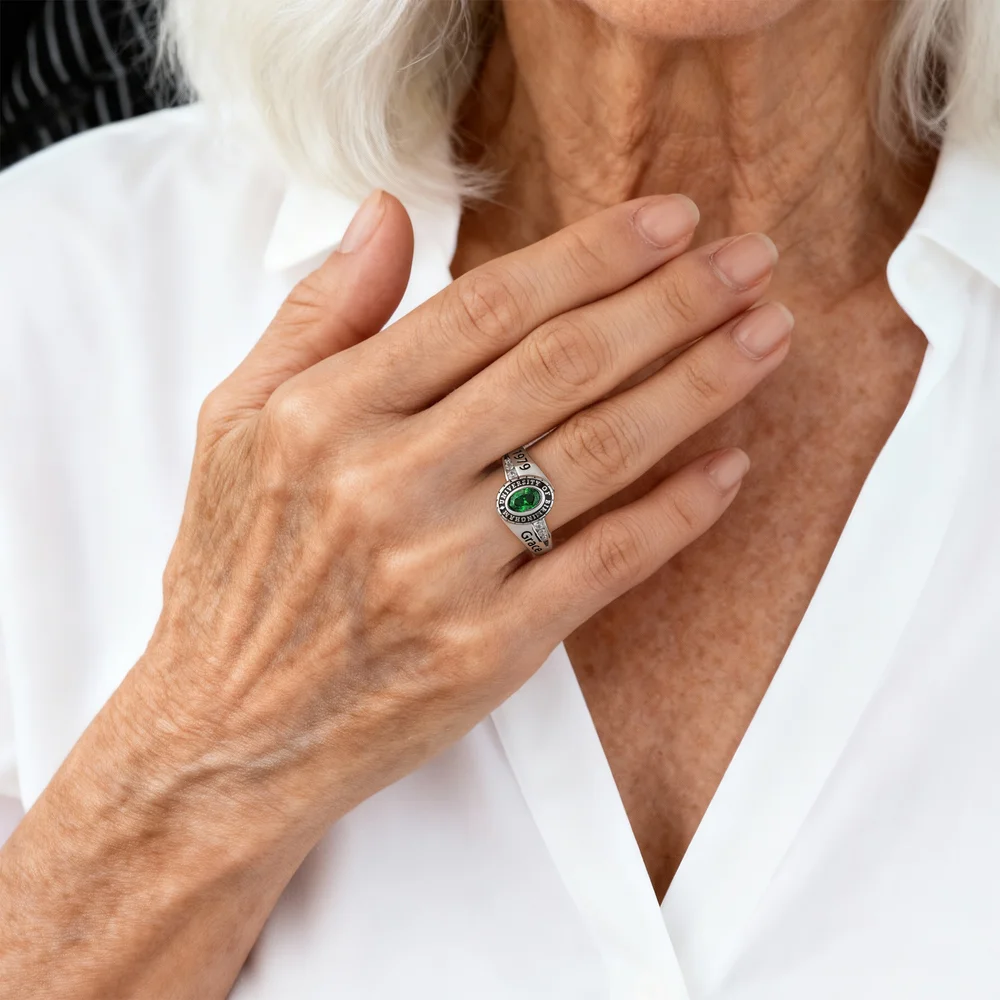 Personalized Class Rings for Men Women, Sterling Silver Birthstone Name Graduation Ring Senior Rings Gifts for Graduates