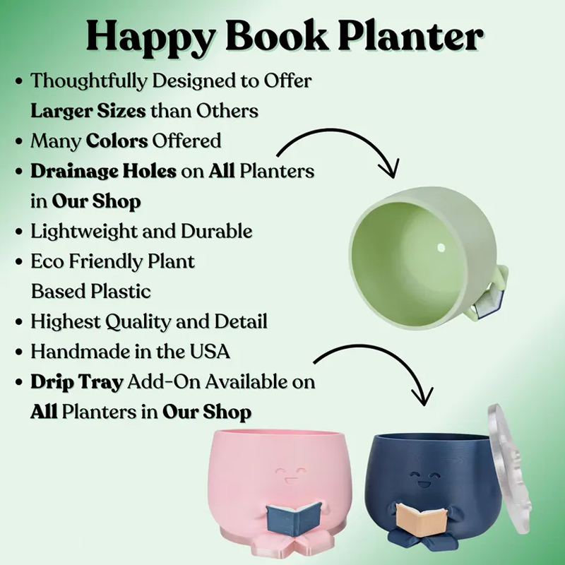 Personalized Book Reader Planter Pots with Name Cute Planter Book Pot Reading Flower Vase Bookworm Planter No Drip Christmas Gift for Book Lover Reader