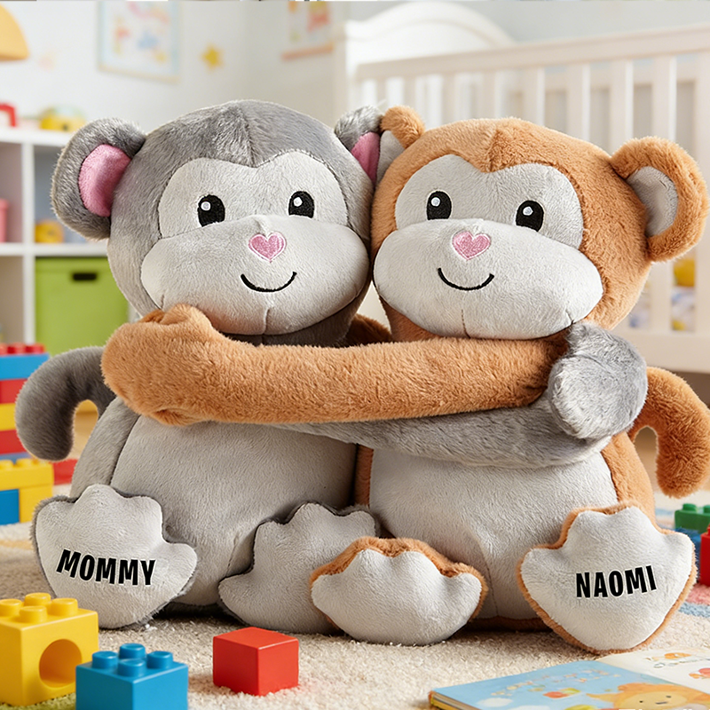 Personalized Hugs and Kisses Monkeys Loving Gift Stuffed Animals for Couples Personalized Gift For Two with Name