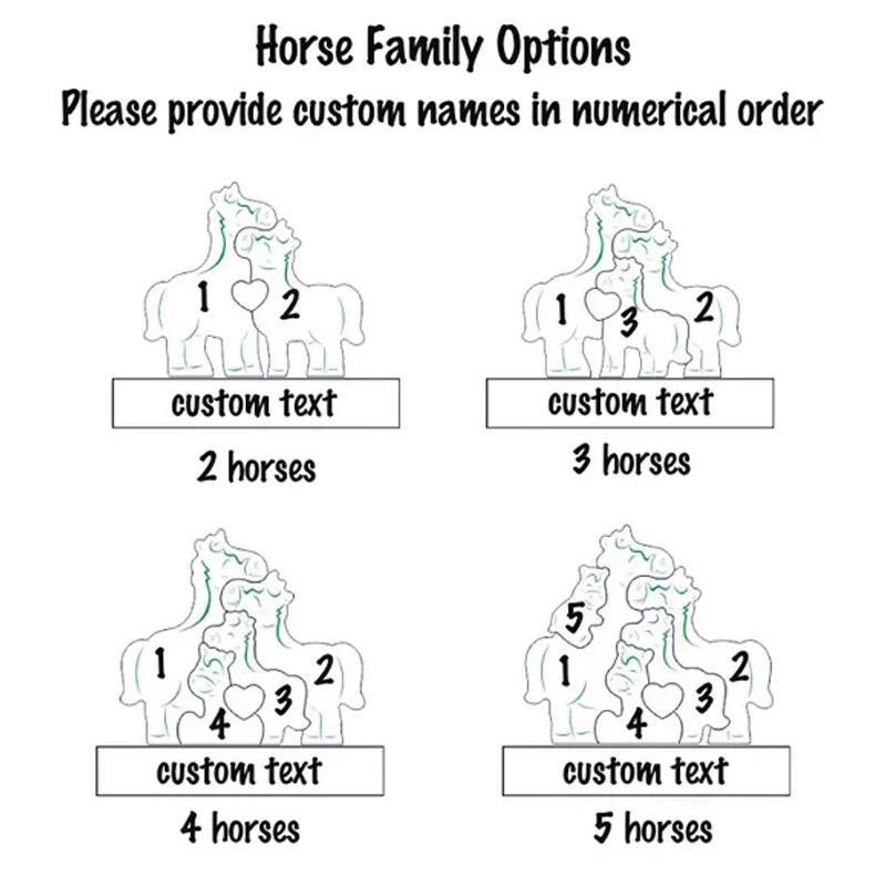 Personalized Acrylic Family Puzzle Adoption Gift Custom Horse Decor Keepsake Family Gift for Equestrain Lovers