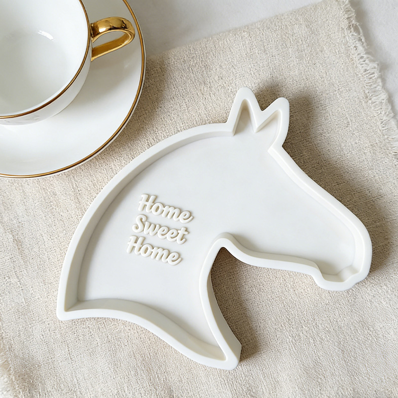 Personalized 3D Printed Horse Shaped Tray Rustic Catch All Dish Home Decoration Gift for Equestrian Lovers
