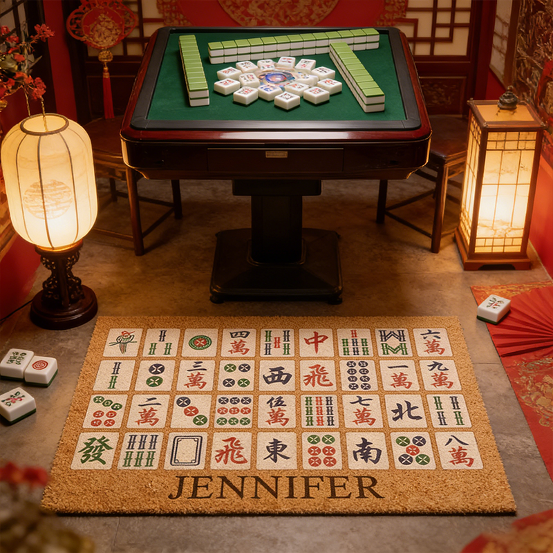 Personalized Mahjong Tiles Welcome Doormat Birthday Gift Mahj House Decor Mahjong Outdoor Mat Mahjong Lover Player Gamer Gift