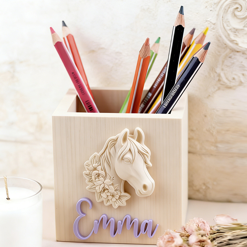 Personalized Horse Pencil Cup Pencil Holder Girl 3D Printed Gift for Equestrain Lovers