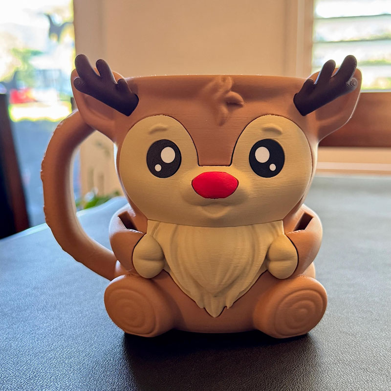 Reindeer Ice Cream Pint Holder 3D Printed with Spoon Slots & Snack Drawer
