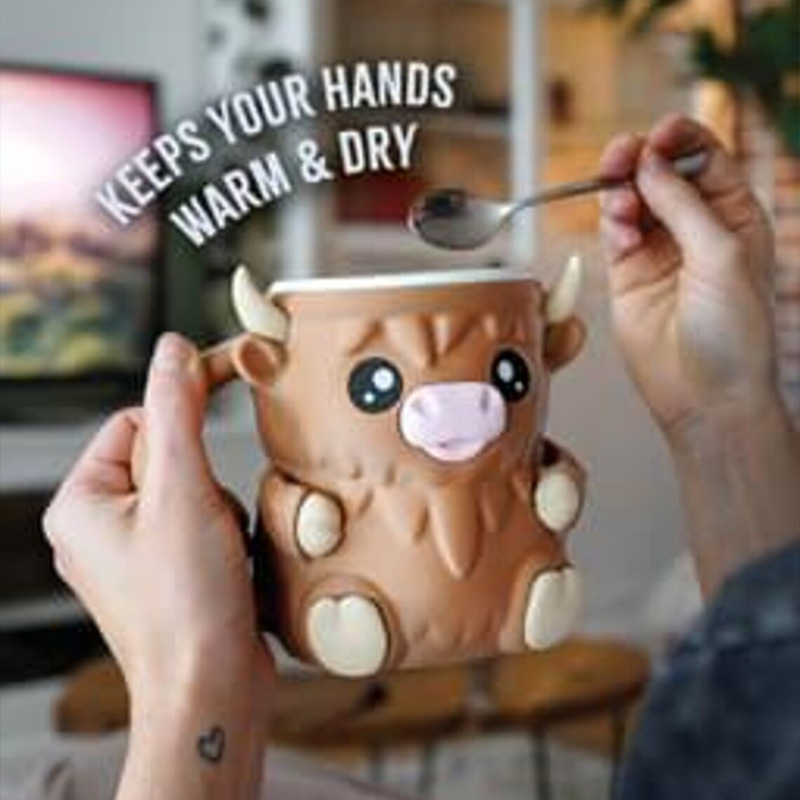 Highland Cow Ice Cream Pint Holder 3D Printed with Spoon Slots & Snack Drawer