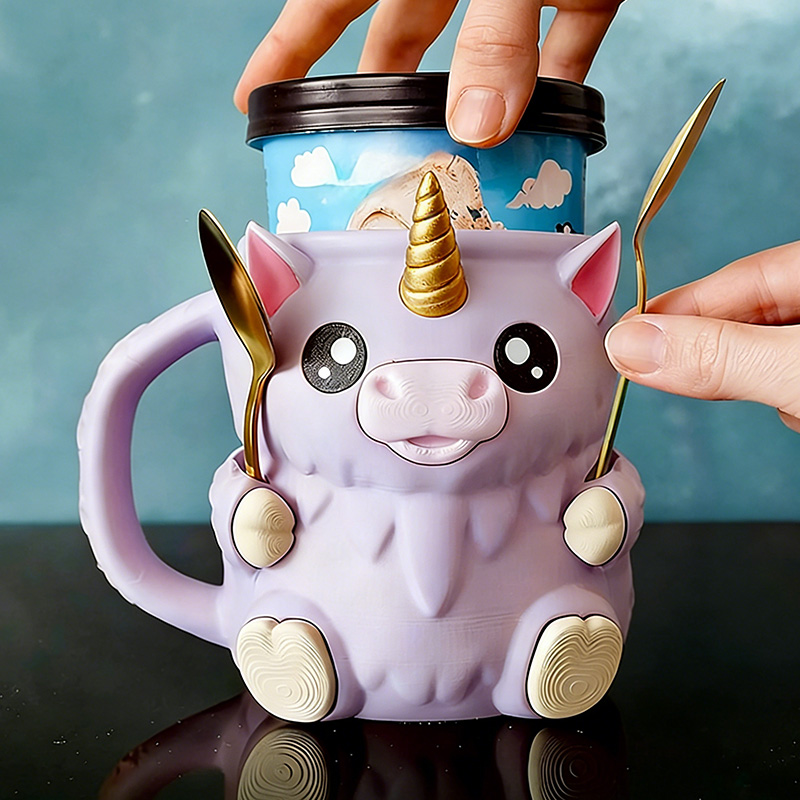 Dream Horse Ice Cream Pint Holder 3D Printed with Spoon Slots & Snack Drawer