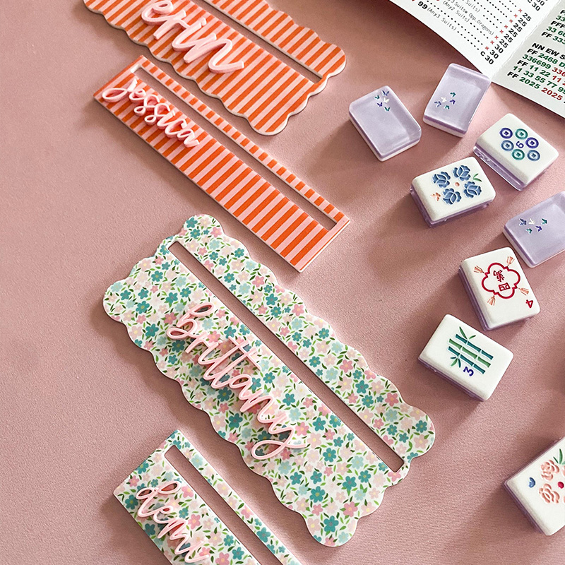 Personalized Striped Mahjong Row Finde,Floral Scallop Line Reader, Mahjong Gifts ,Mahjong Accessories,Mahjong Rule Helper