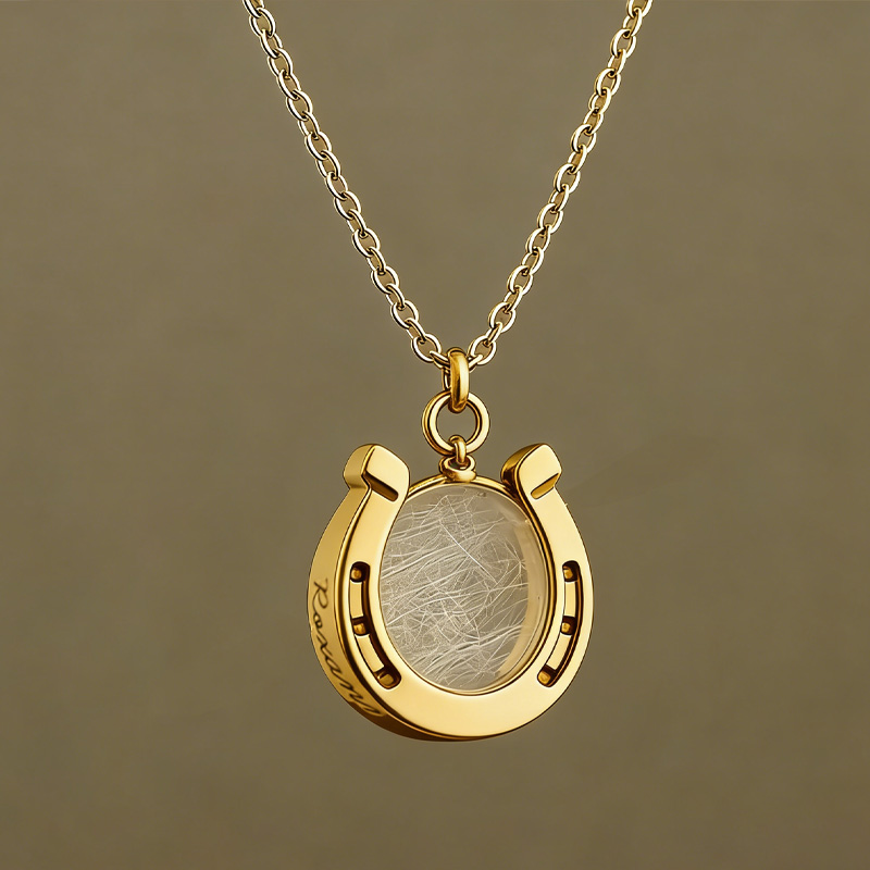 Personalized Horseshoe Keepsake Necklace Unique Handmade Jewelry Memorial Petloss Gift for Equestrain Lovers