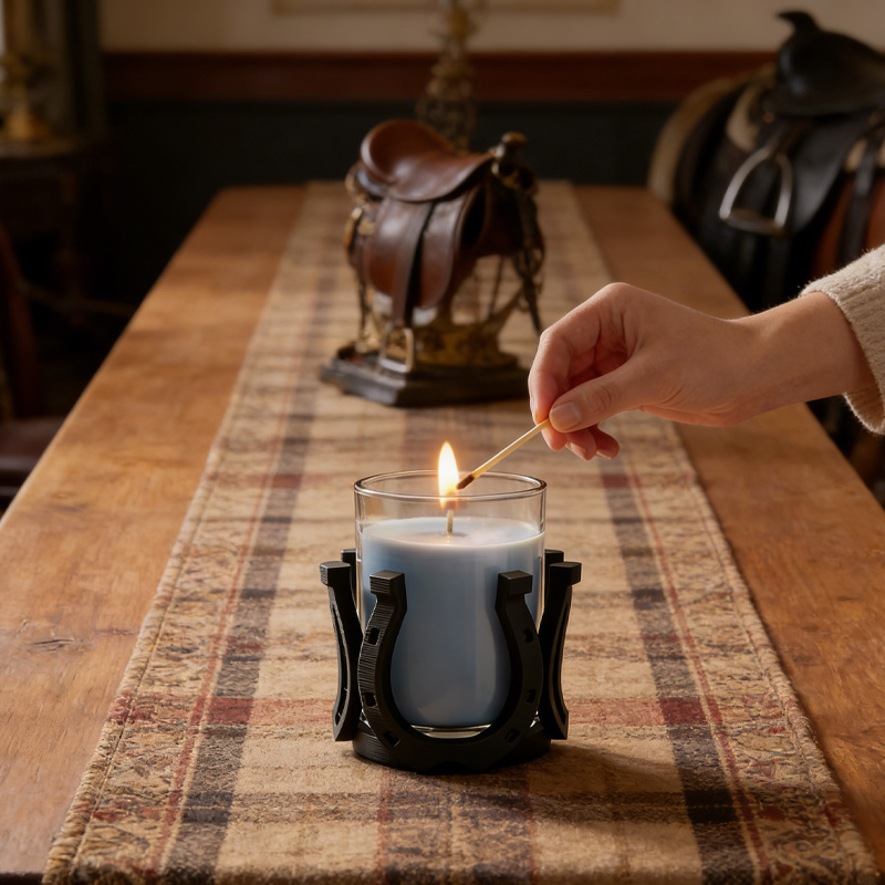 Personalized 3D Printed Horseshoe Candle Holder Rustic Farmhouse Decor Western Weddings Gift for Equestrain Lovers