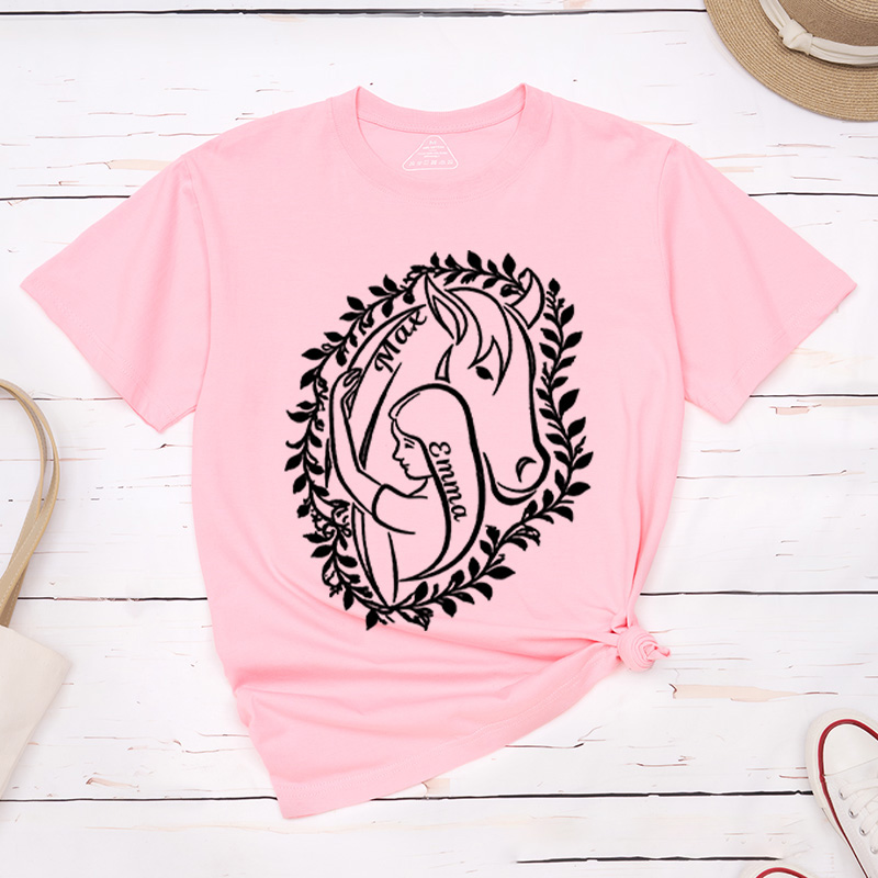 Personalized Horse Girl Shirt Horse Lover Glitter Gift for Equestrian Lovers