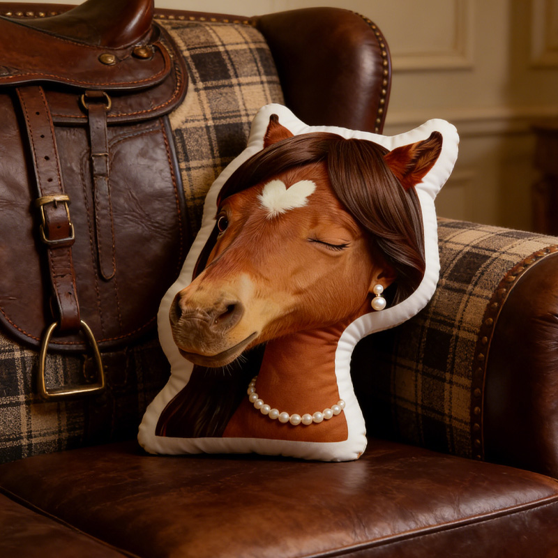 Personalized Graphic 3D Print Funny Horse Cute Animal Decoration Pillow for Equestrain Lovers