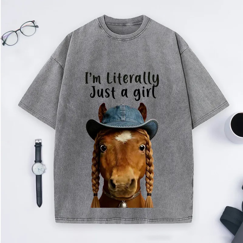 Personalized Funny Horse Washed T-Shirts Gift Shirt for Riding Equestrain Lovers