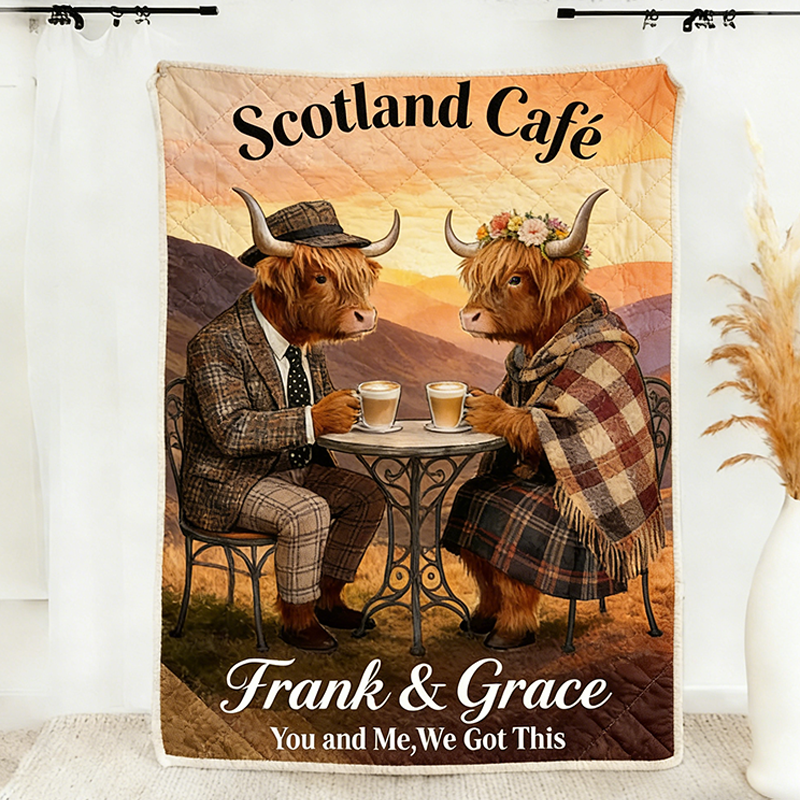 Personalized Highland Cow Throw Blanket for Couple You and Me We Got This Blanket Scotland Highland Couple Throw Blanket 