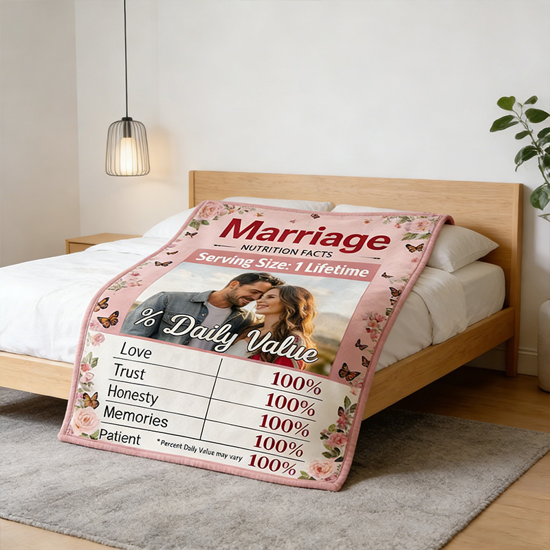 Personalized Marriage Nutrition Facts Blanket Funny Couple Throw Blanket Marriage Gift Anniversary Gift for Couple Newlywed Gift