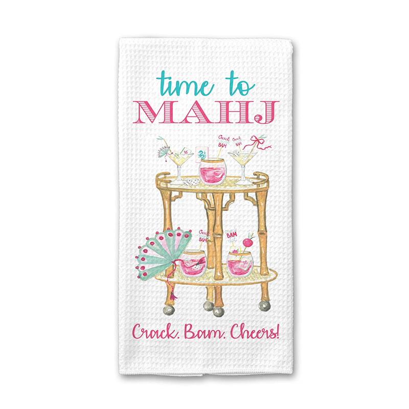 Personalized Time To Mahj MahjongTowel Mahjongg themed Towel Mahjong-themed Gift for Kitchen Mahjong Party Gift