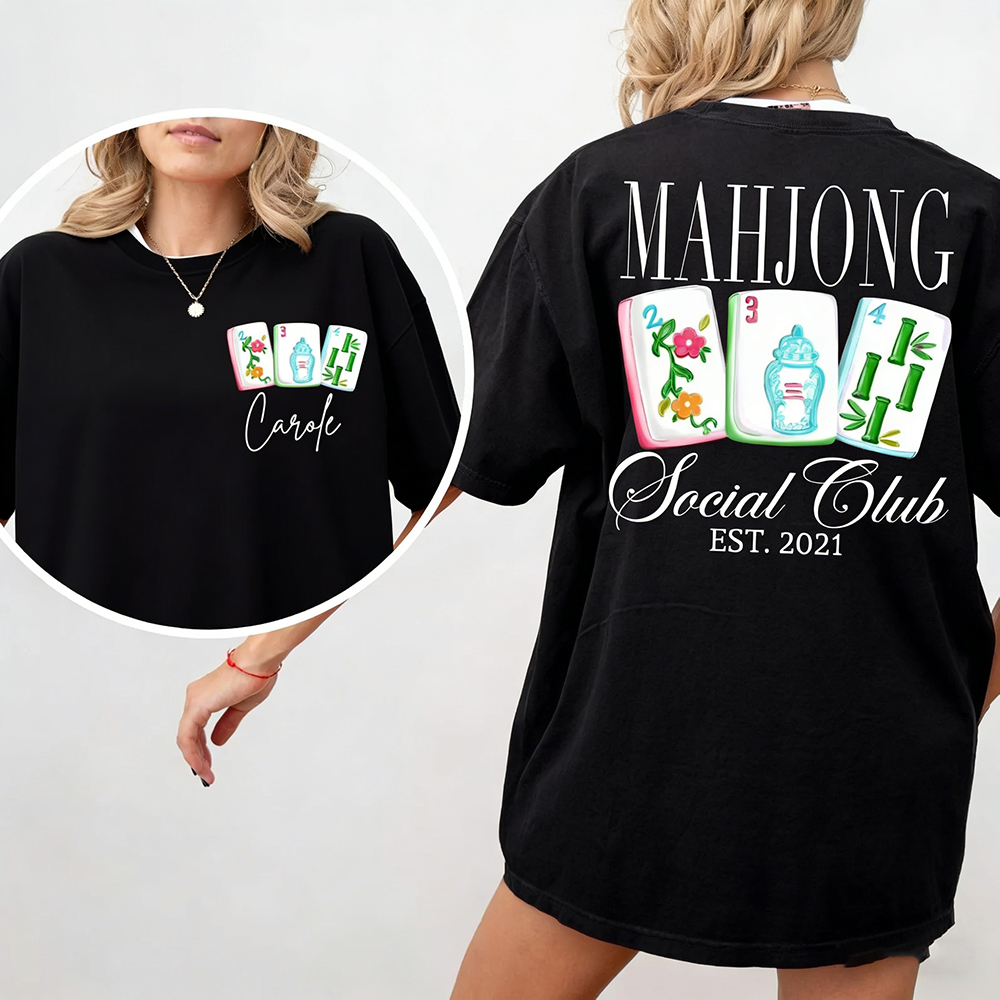Custom Mahjong Social Club Shirt Mahjong Lover T Shirt Matching Mahjong Club Tee Personalized Mahjong Tournament Tee